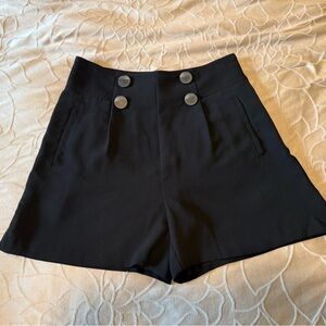 Anthropologie Black Button-Accent High Waist Shorts